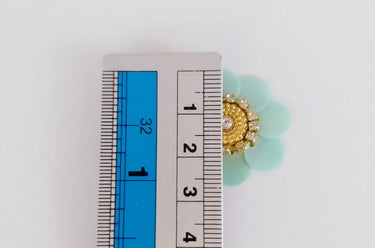 5 Mint Green Floral Applique, Sequins and Rhinestone Appliques, Headband Applique